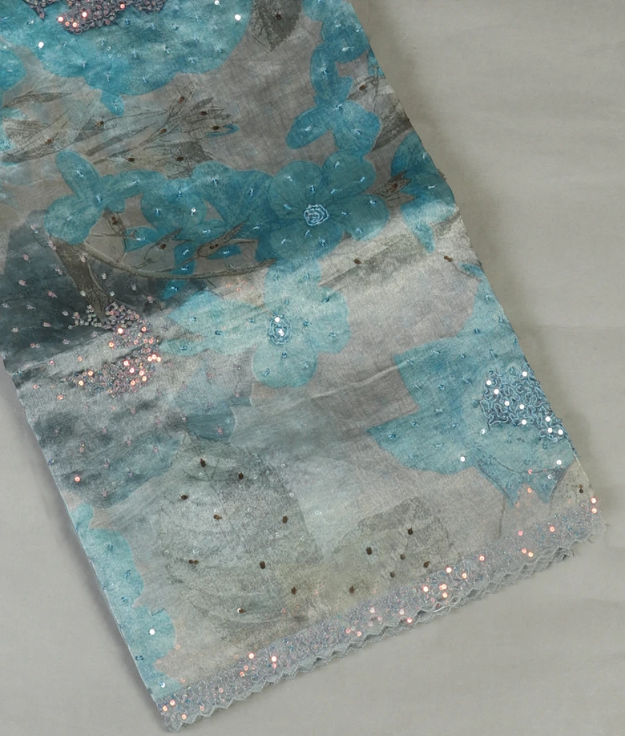 Grey Tissue Organza Printed Saree T472067-image