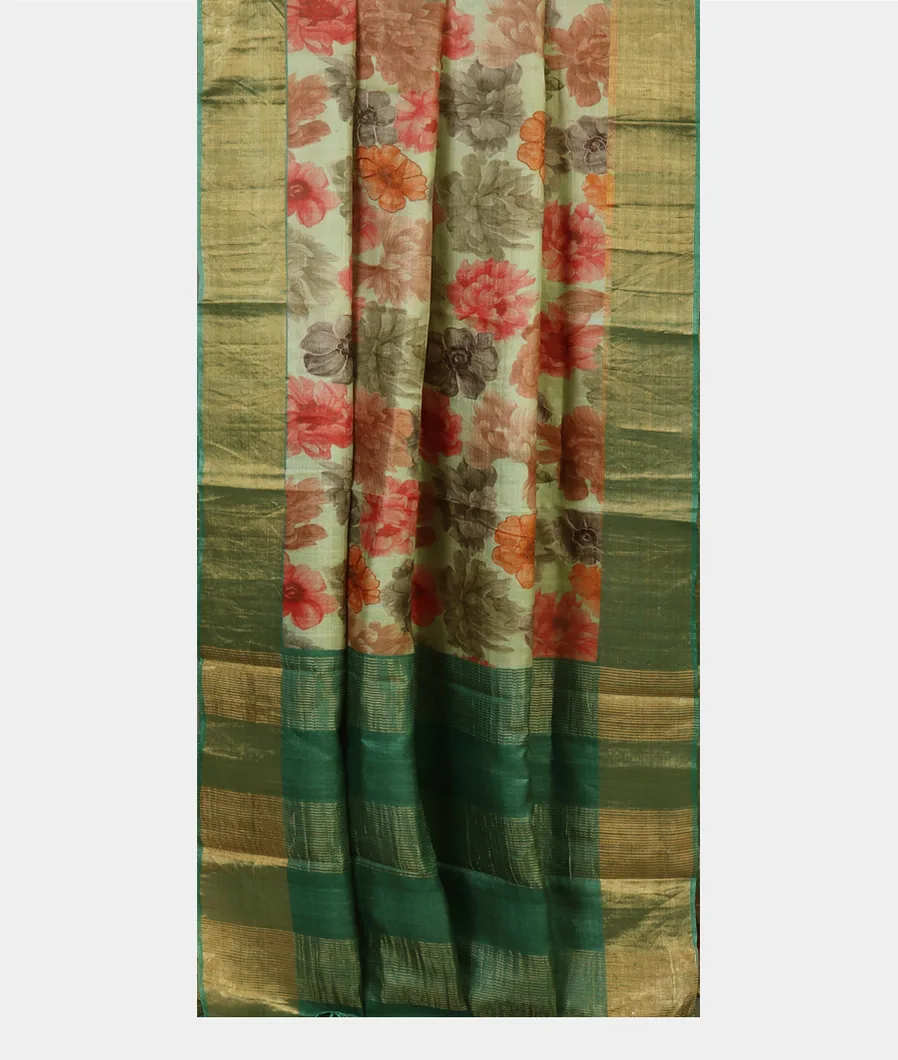 Green Tussar Printed Saree T4721532