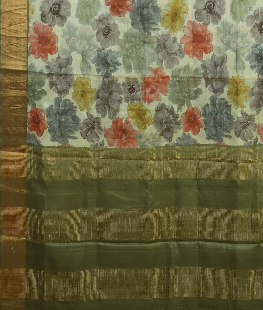 Green Tussar Printed Saree T4721504