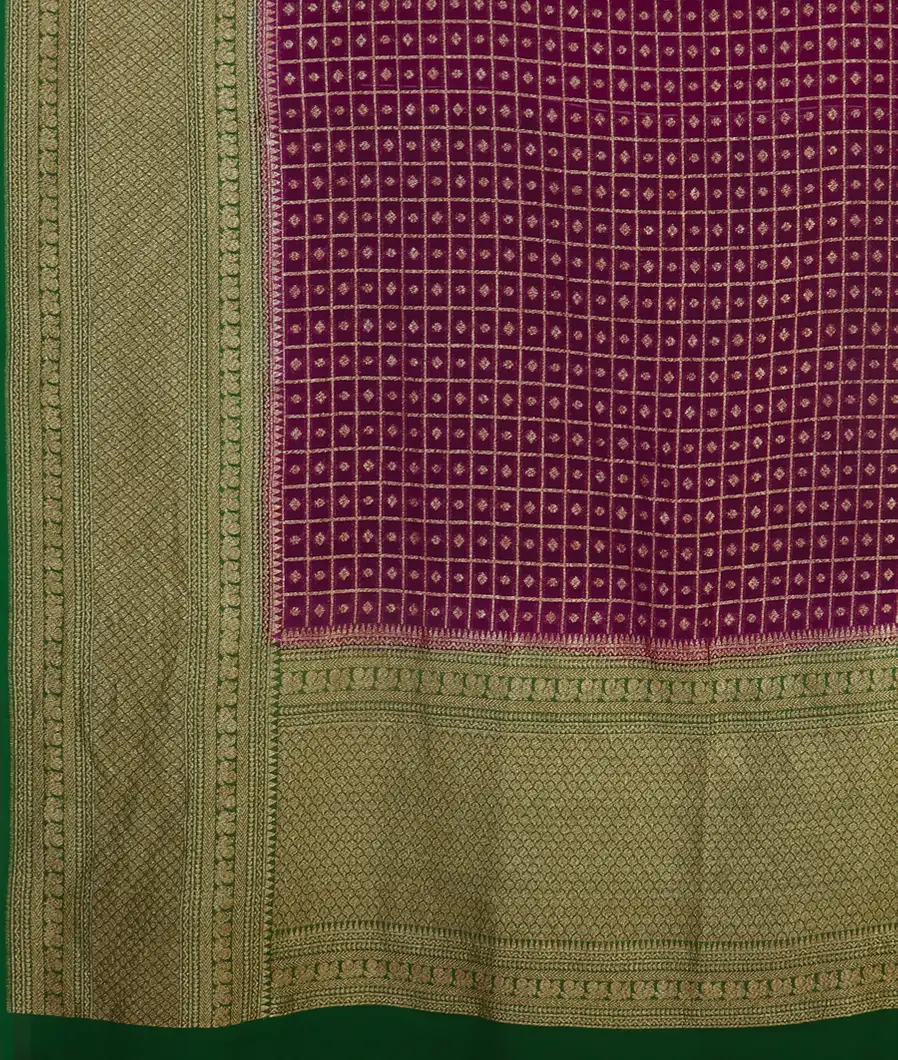 Purple Banaras Georgette Silk Saree T4436644