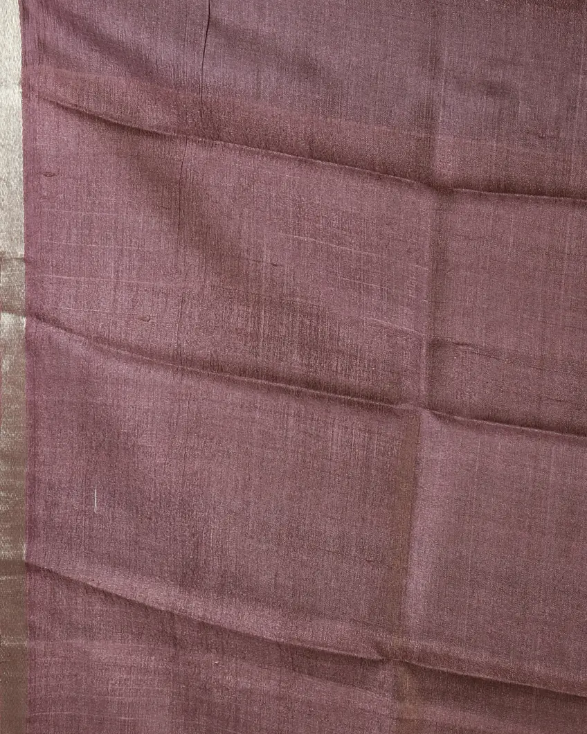 Dark Mauve Tussar Printed Saree T4459293