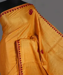 Yellow Tussar Embroidery Saree T4582351