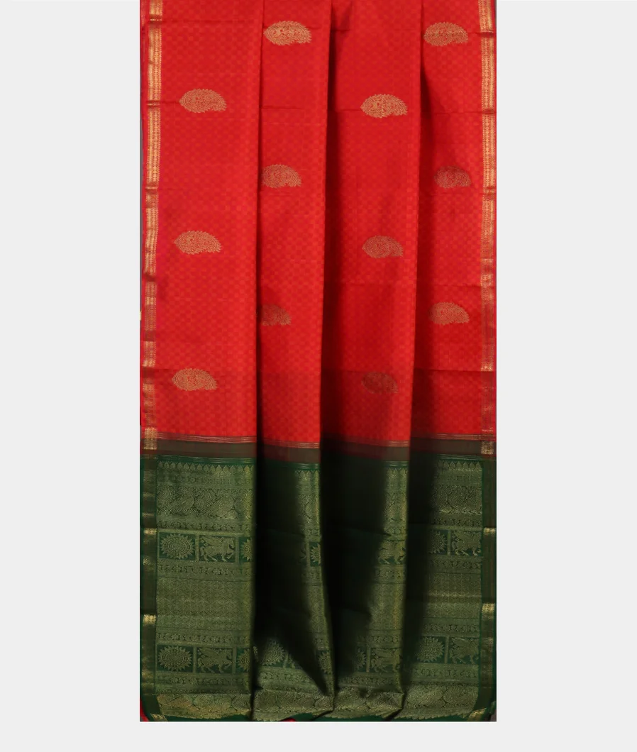 Orangish pink Handwoven Kanjivaram Silk Saree T4278122