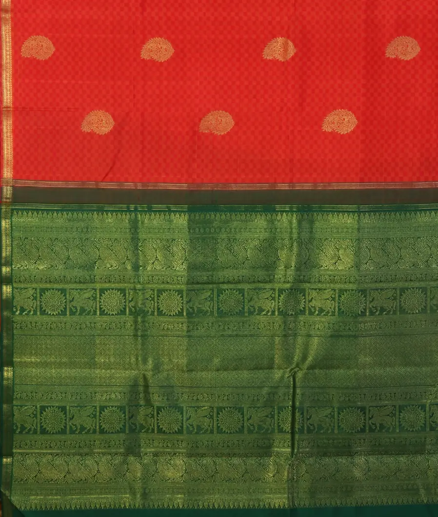 Orangish pink Handwoven Kanjivaram Silk Saree T4278124