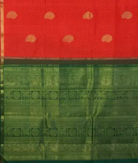 Orangish pink Handwoven Kanjivaram Silk Saree T4278124