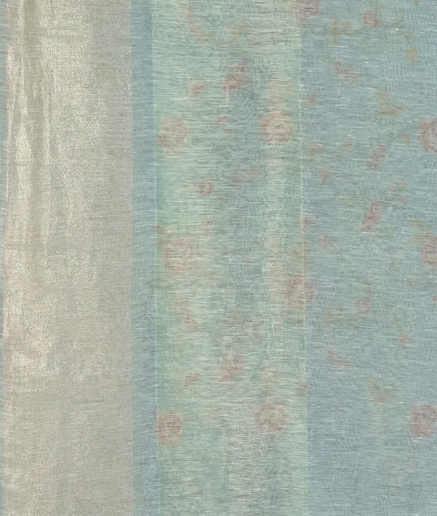 Blue Linen Embroidery Saree T4688323