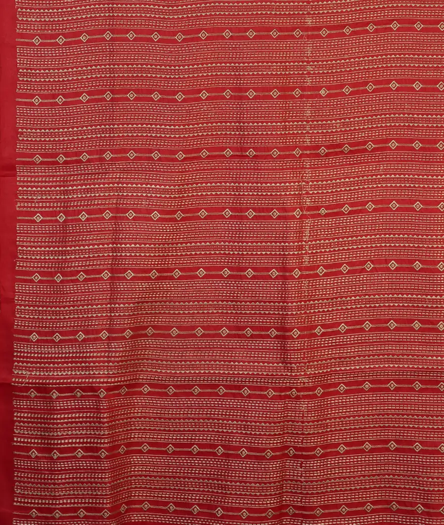 Red Tussar Embroidery Saree T4734583