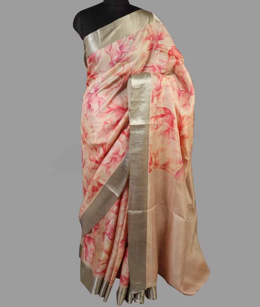 Beige Tussar Printed Saree T4733952