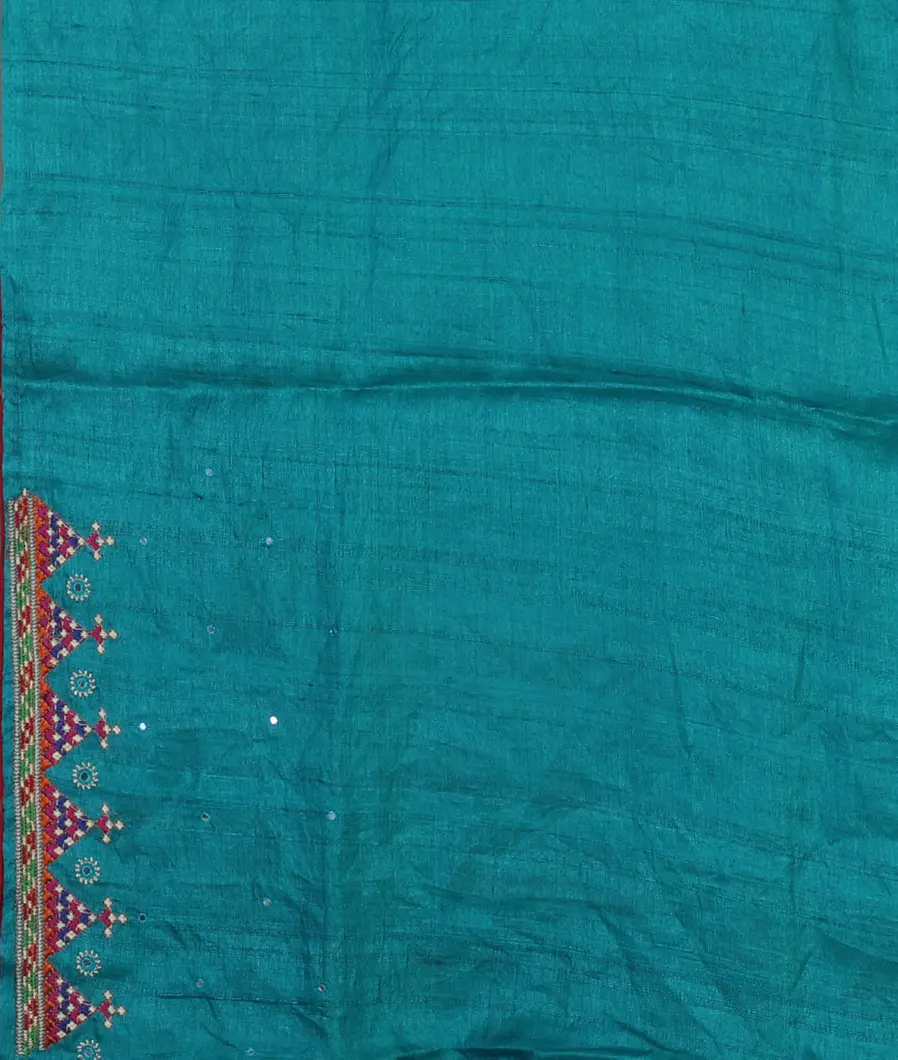 Blue Tussar Embroidery Saree T4738513