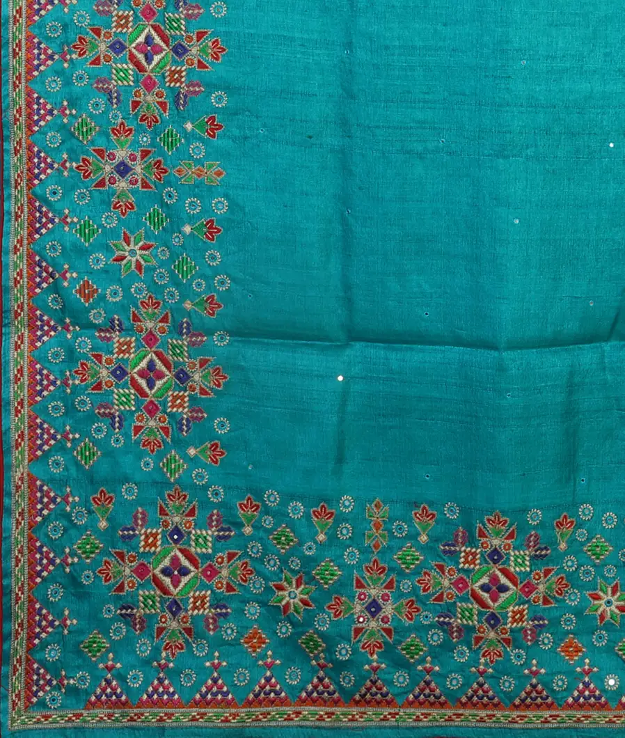 Blue Tussar Embroidery Saree T4738514