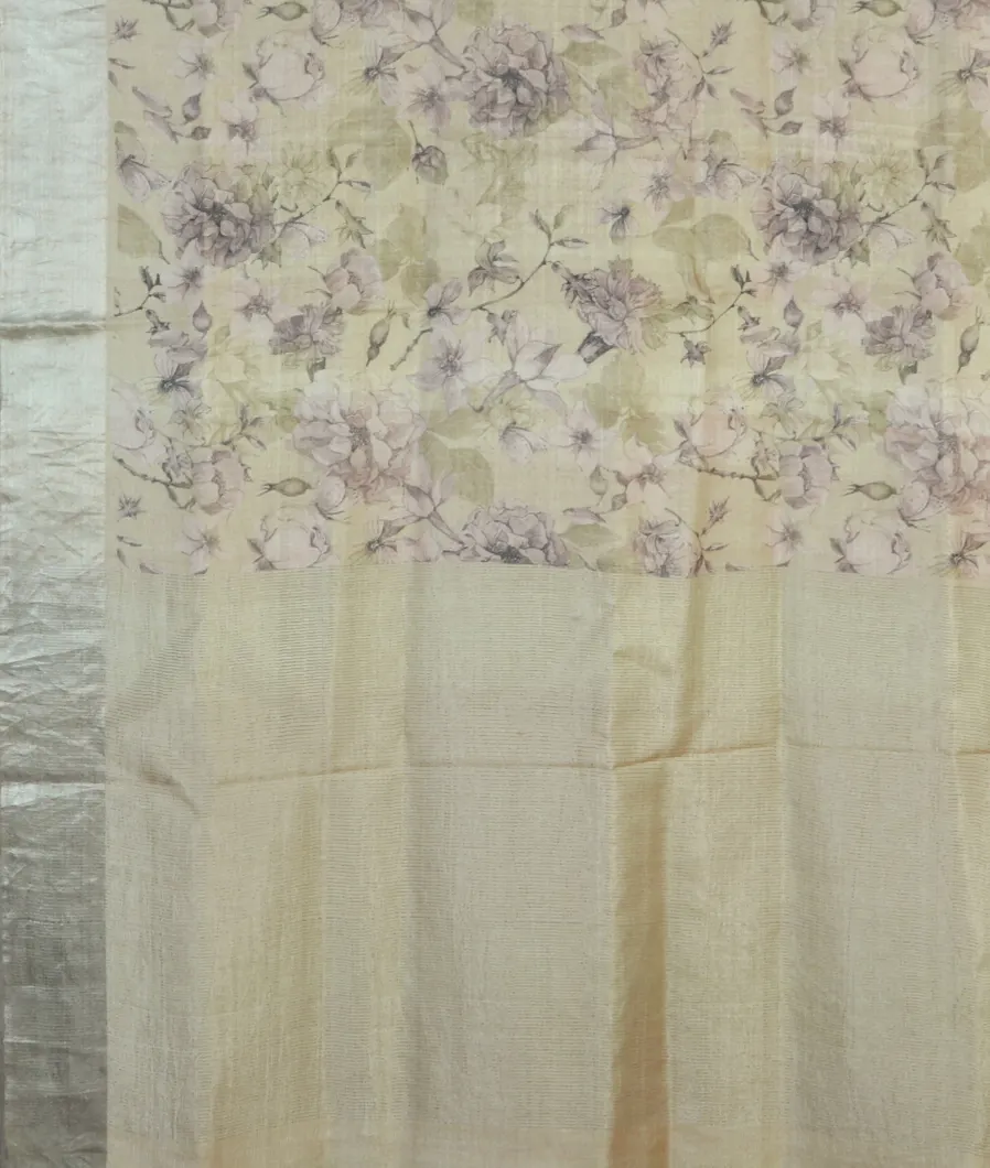 Light Green Tussar Printed Saree T4734024