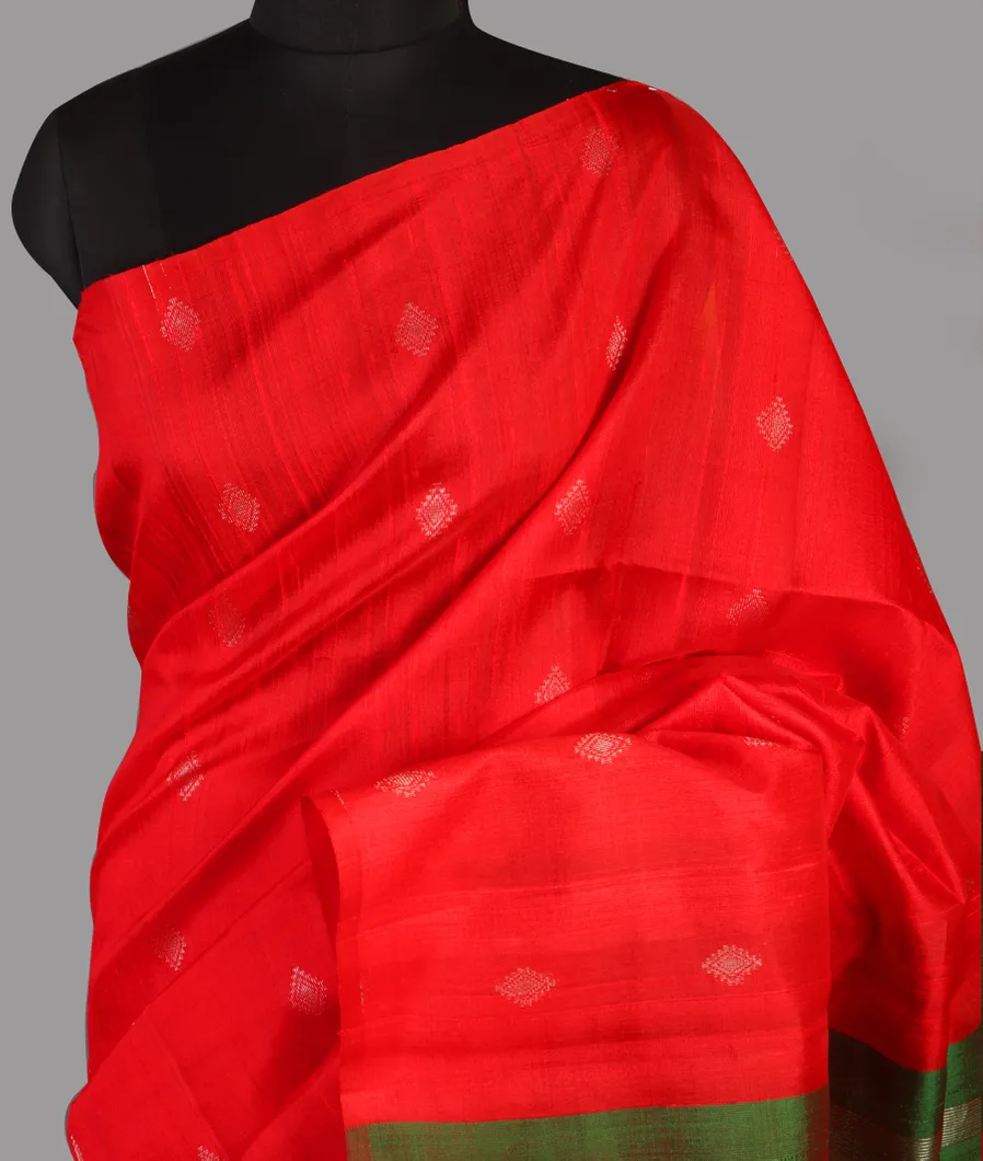 Red Woven Raw Silk Saree T472466-image