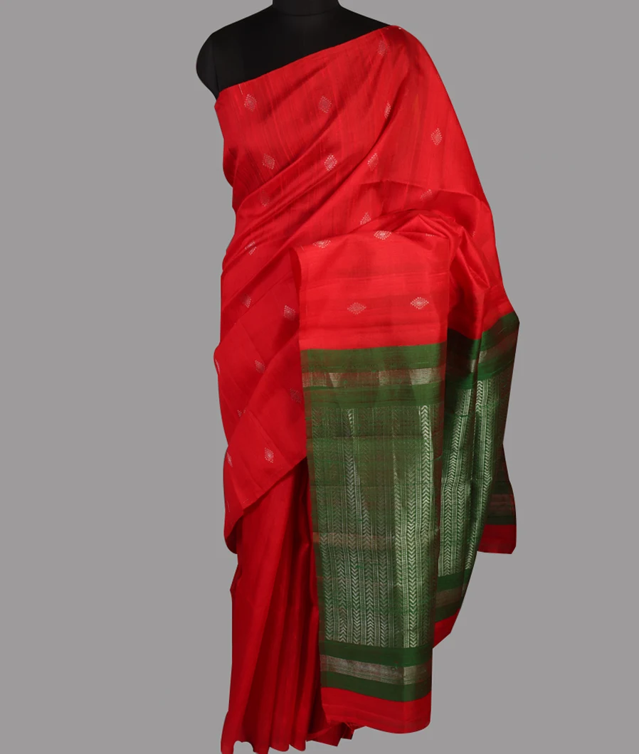 Red Woven Raw Silk Saree T4724662