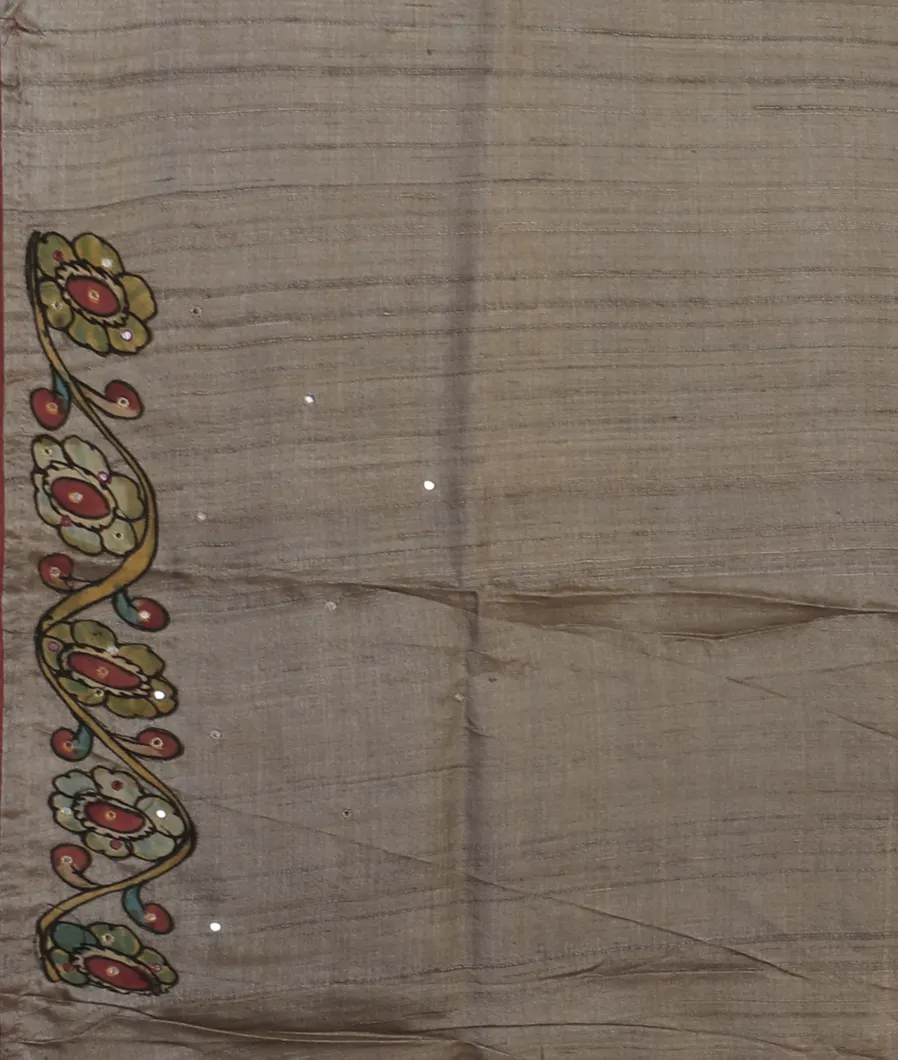 Grey Tussar Embroidery Saree T4714713