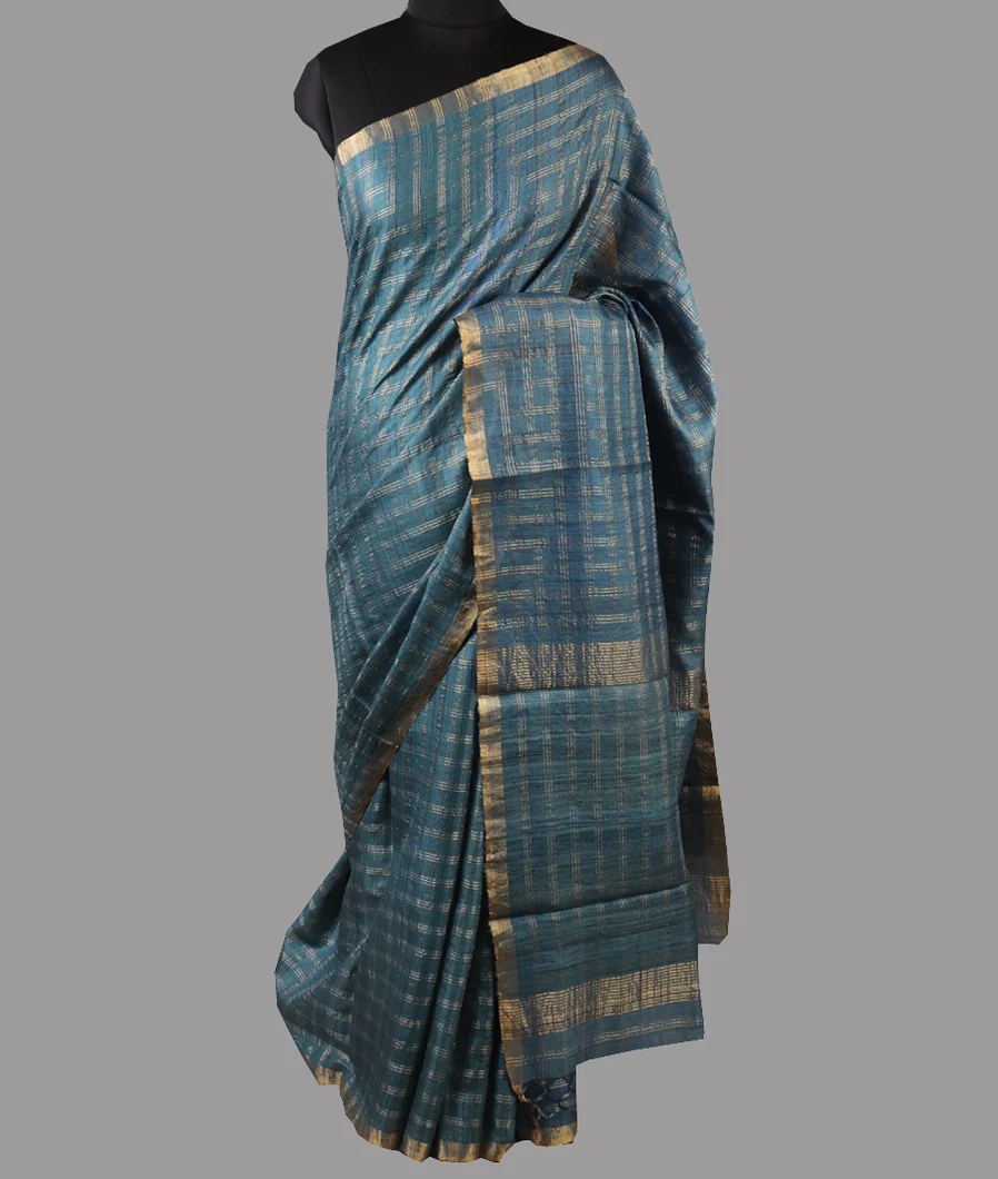 Blue Woven Tussar Saree T4617212