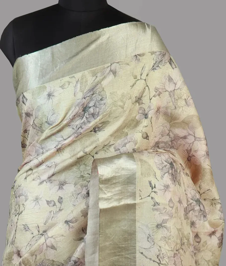 Light Green Tussar Printed Saree T473402-image