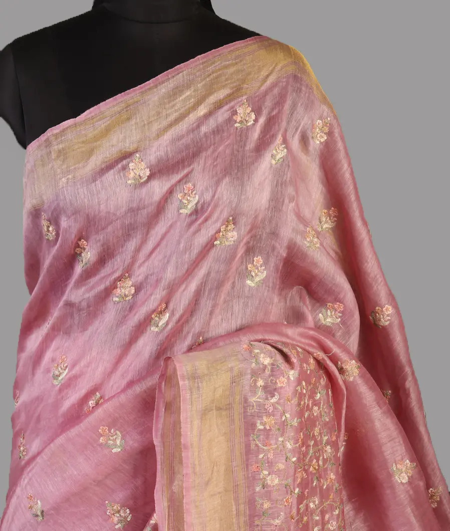Lavender Linen Embroidery Saree T466025-image