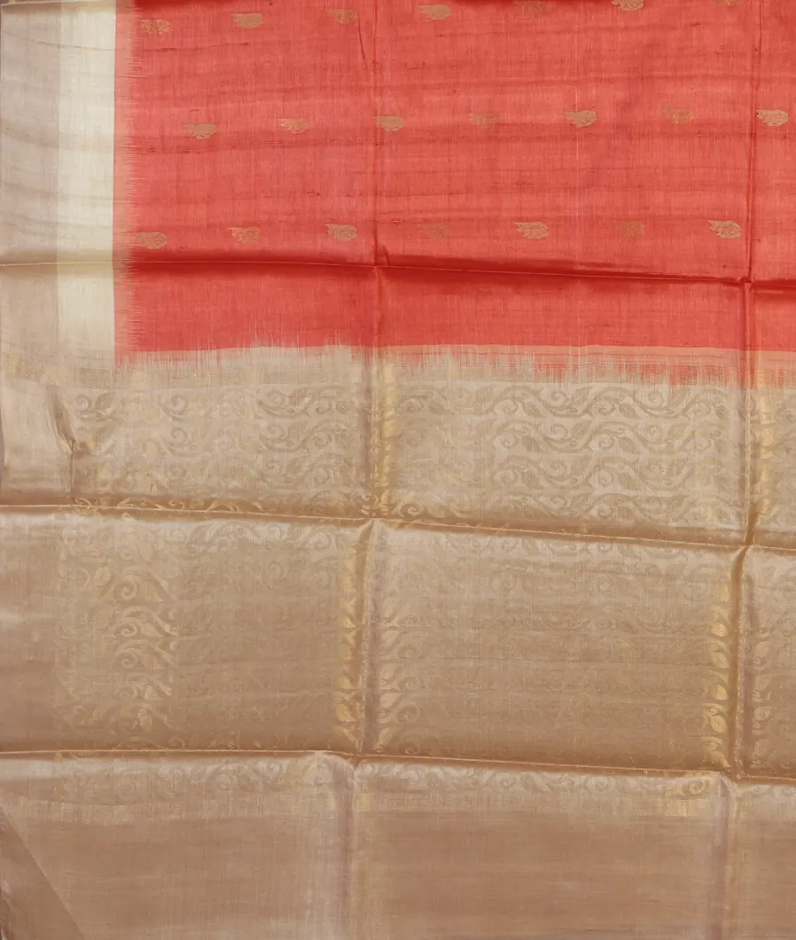 Rust Handwoven Tussar Saree T3886544