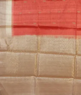 Rust Handwoven Tussar Saree  T3886544