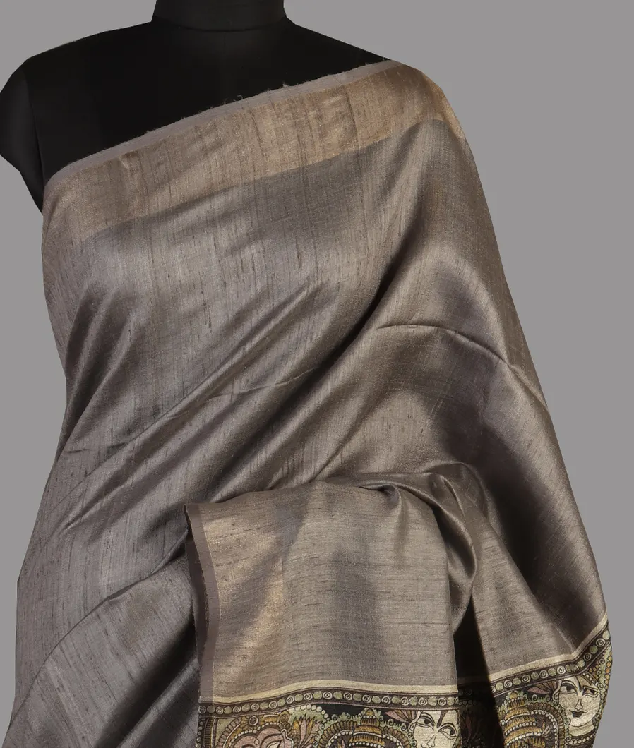 Grey Tussar Printed SareeT467532-image