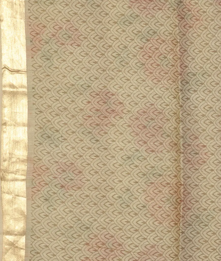 Cream Tussar Printed Saree T4739753