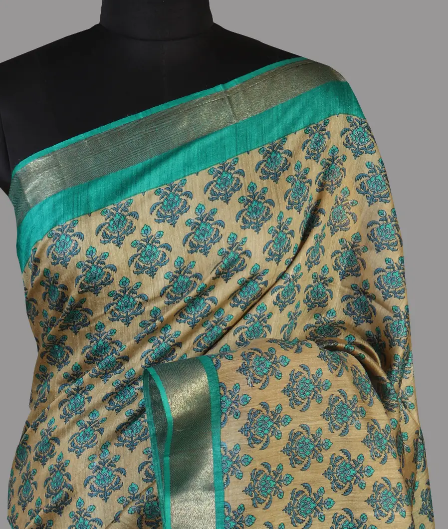 Beige Tussar Printed Saree T473996-image