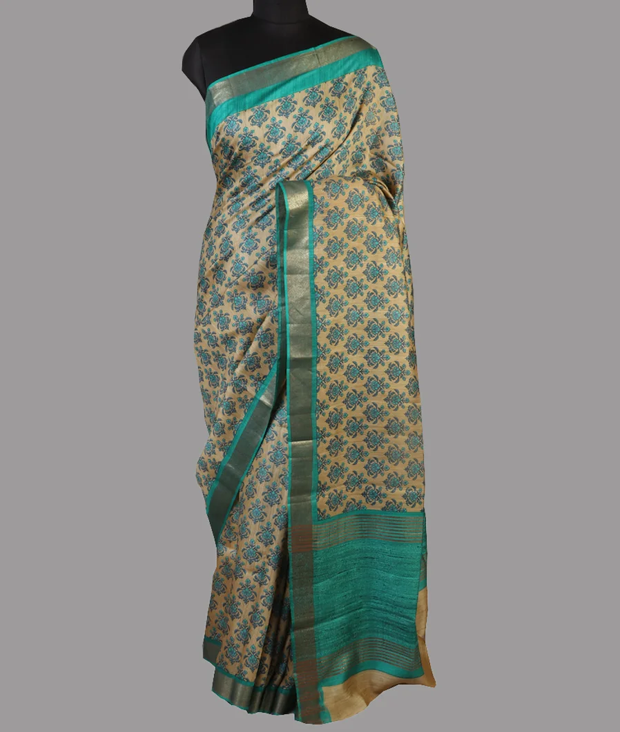 Beige Tussar Printed Saree T4739962