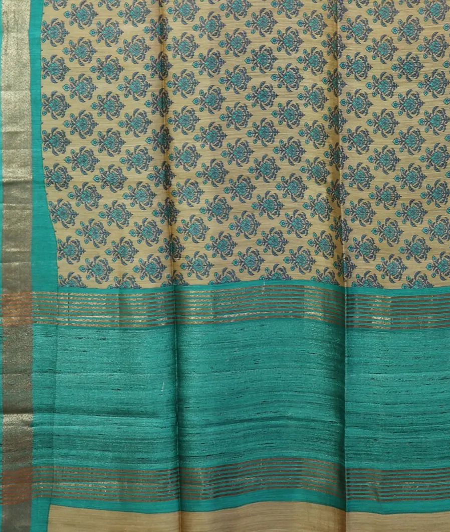 Beige Tussar Printed Saree T4739964