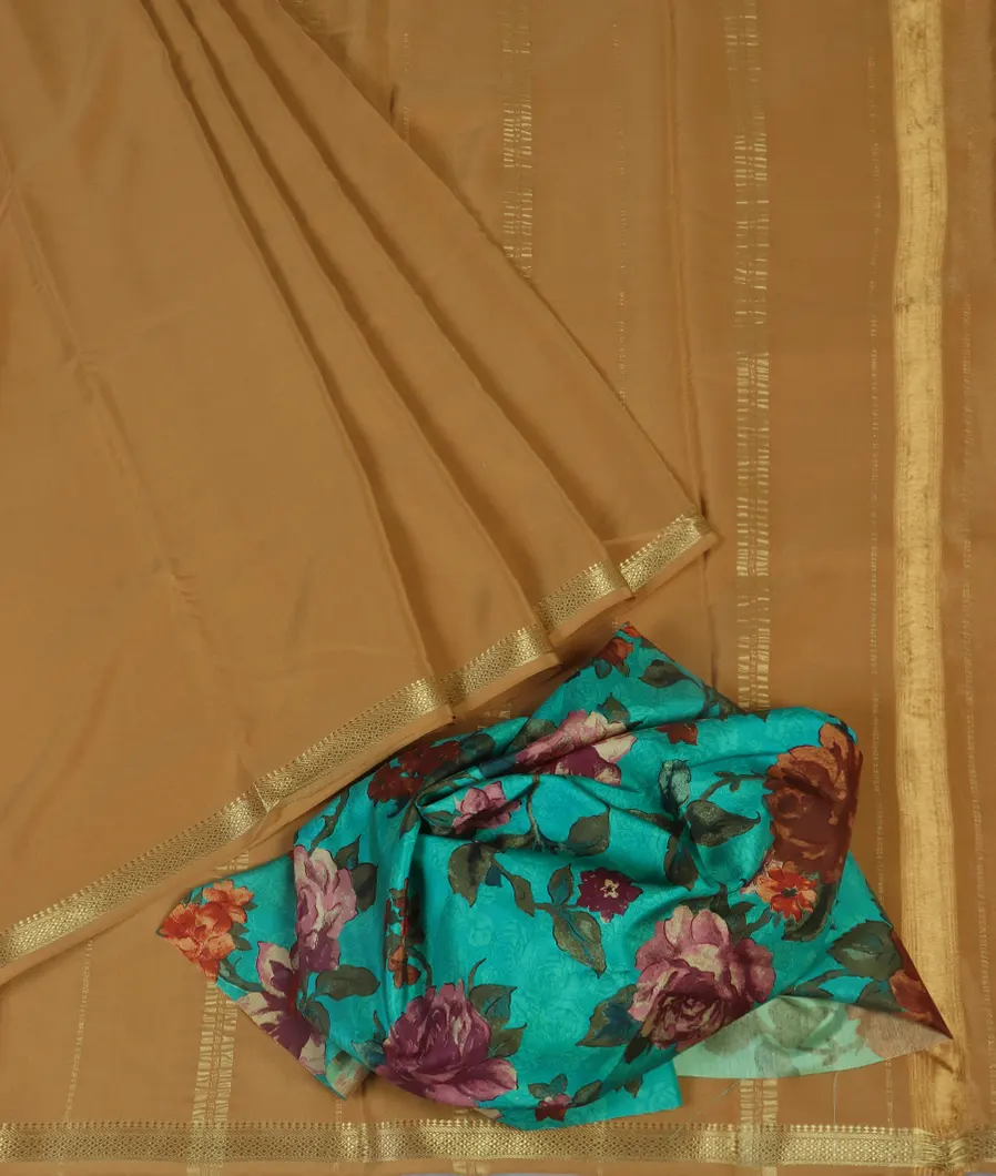 Beige Mysore Crepe Silk Saree T4739352