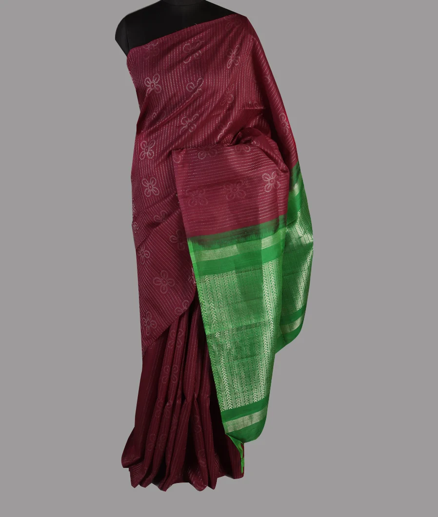 Maroon Woven Raw Silk Saree T4724542