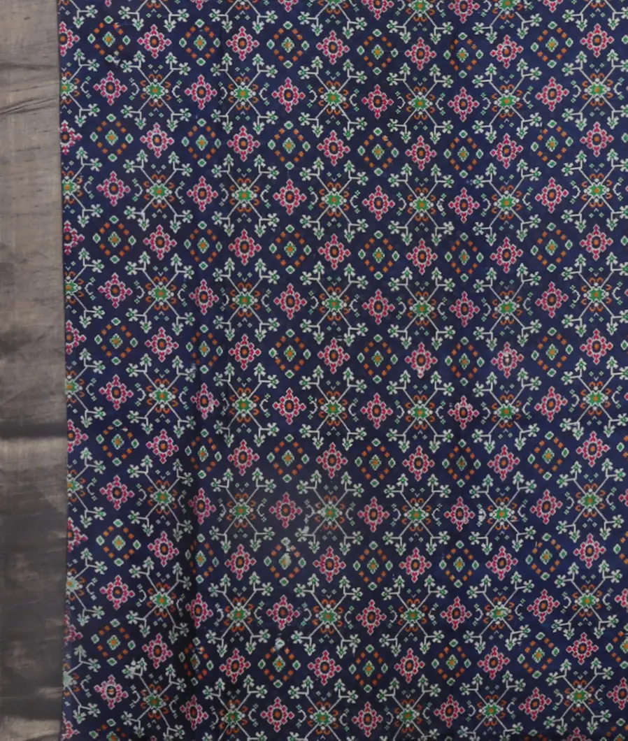 Blue Printed Raw Silk Saree T4714273