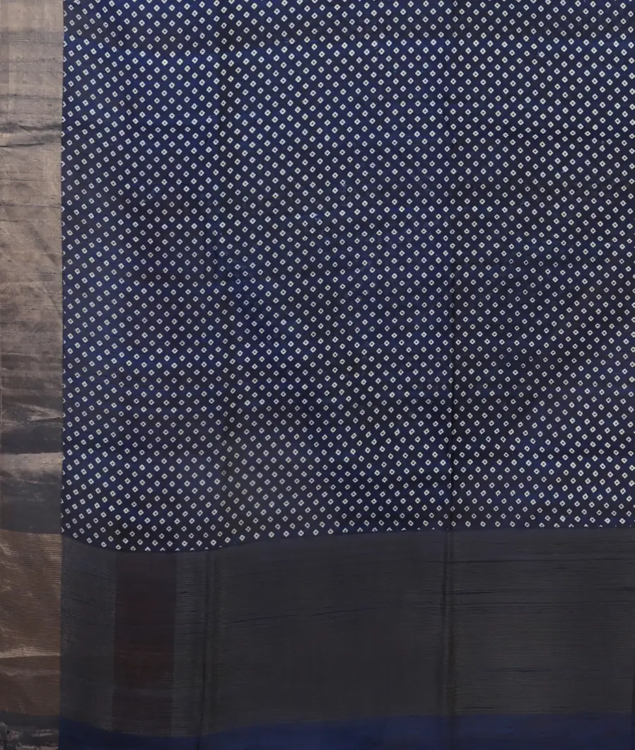 Blue Printed Raw Silk Saree T4714274