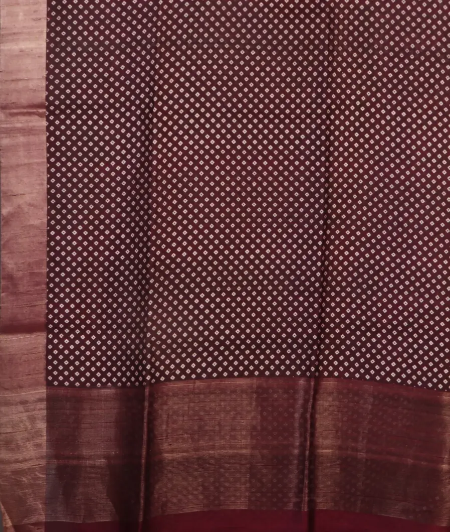 Maroon Printed Raw Silk Saree T4714254