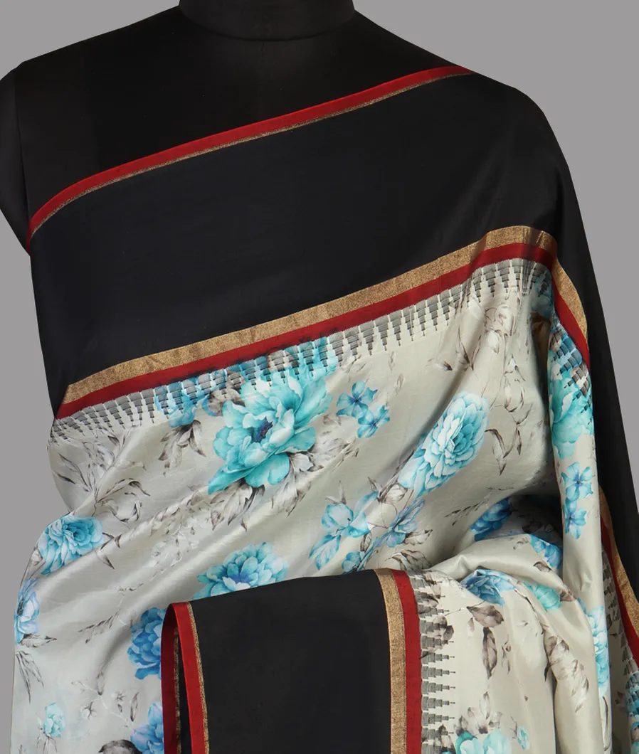 Grey Printed Soft Silk Saree T459816-image