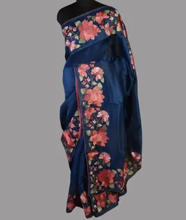 Blue Kora Organza Embroidery Saree T4677912