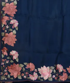 Blue Kora Organza Embroidery Saree T4677914