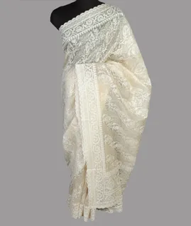 Off-White Kora Organza Embroidery Saree T4751272