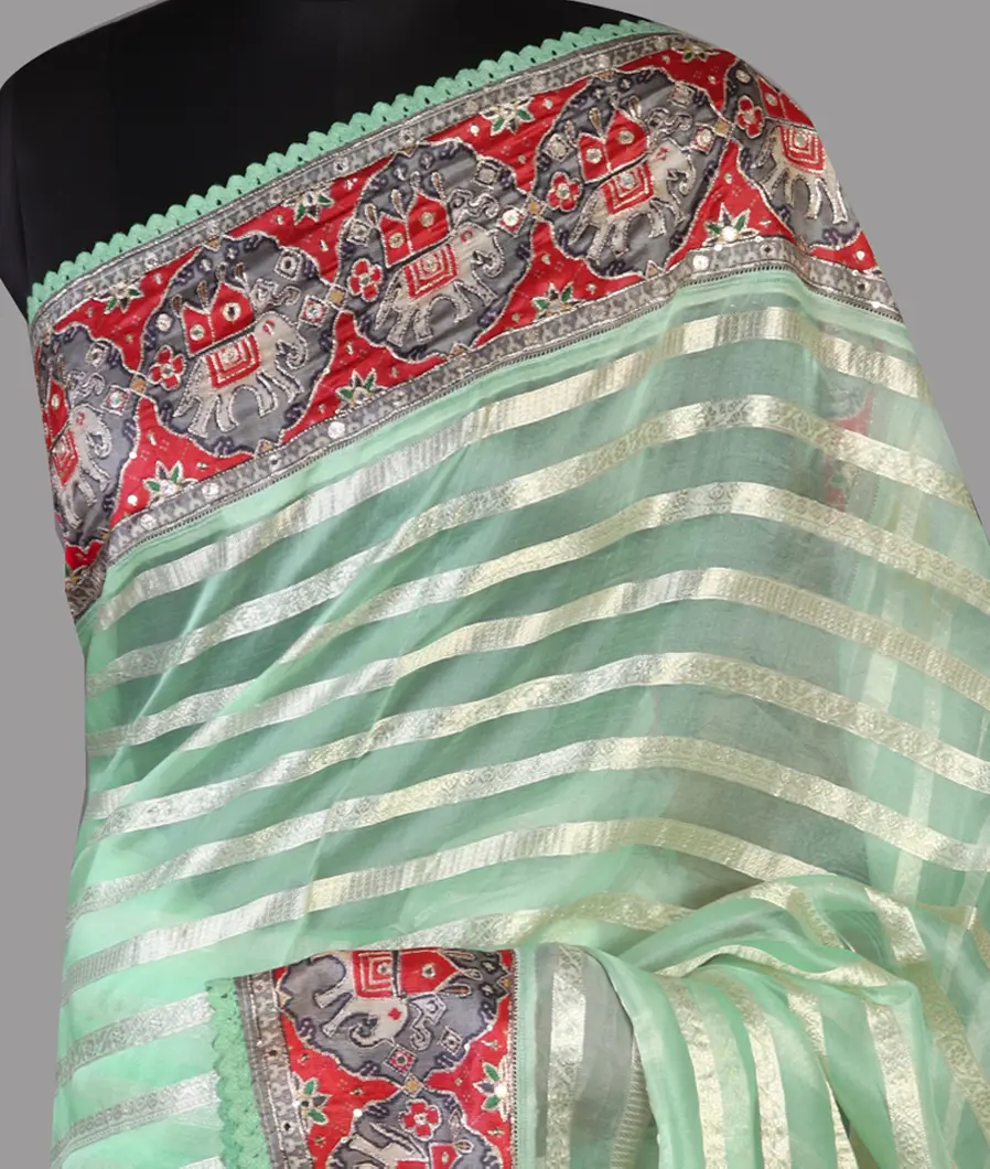 Green Kora Organza Embroidery Saree T431742-image