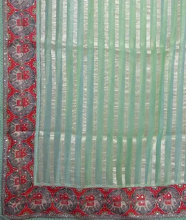 Green Kora Organza Embroidery Saree T4317424