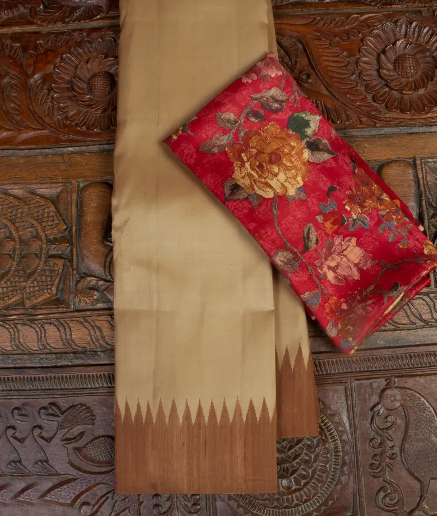 Beige Handwoven Kanjivaram Silk Saree T474232-image