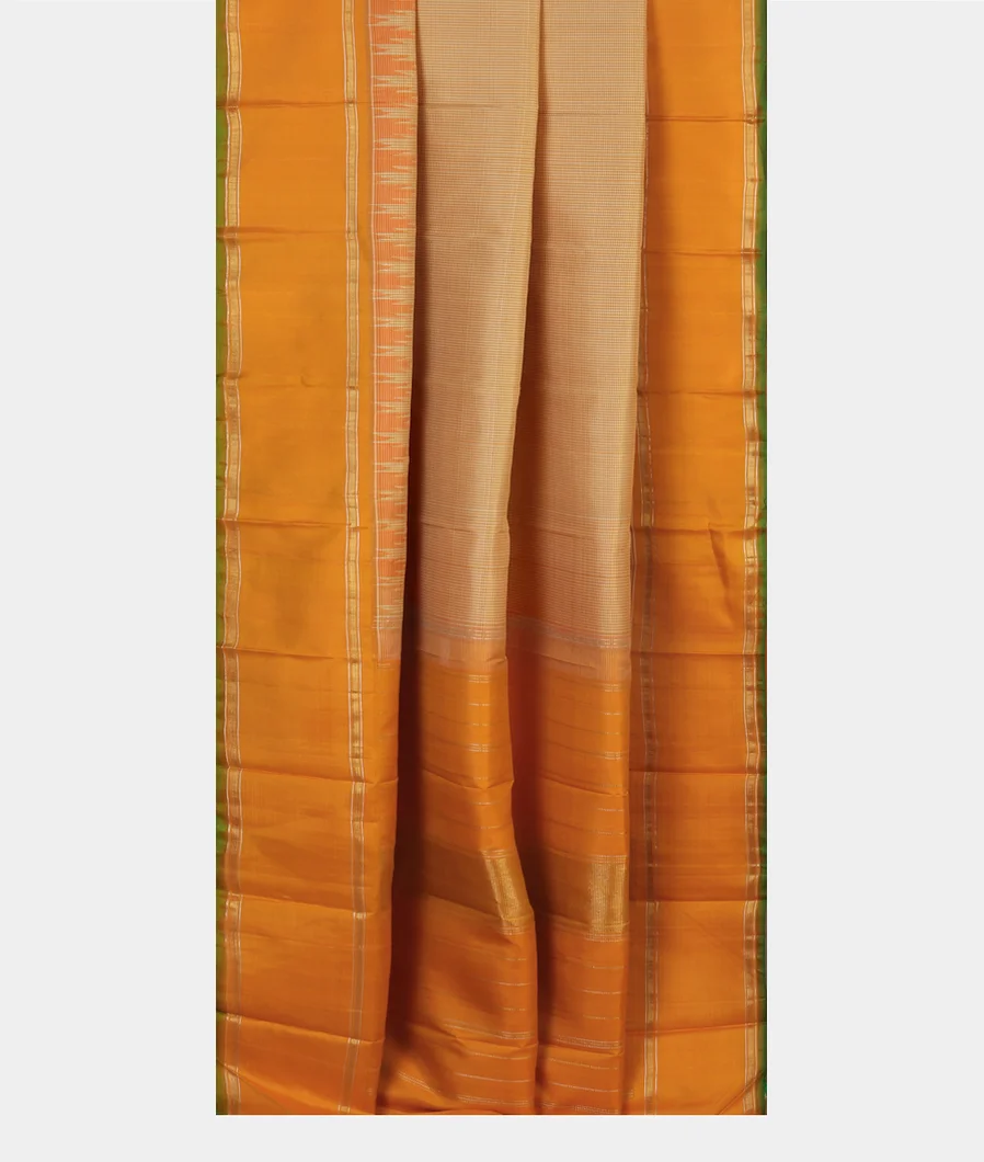 Beige And Yellow Handwoven Kanjivaram Silk Saree T4363122