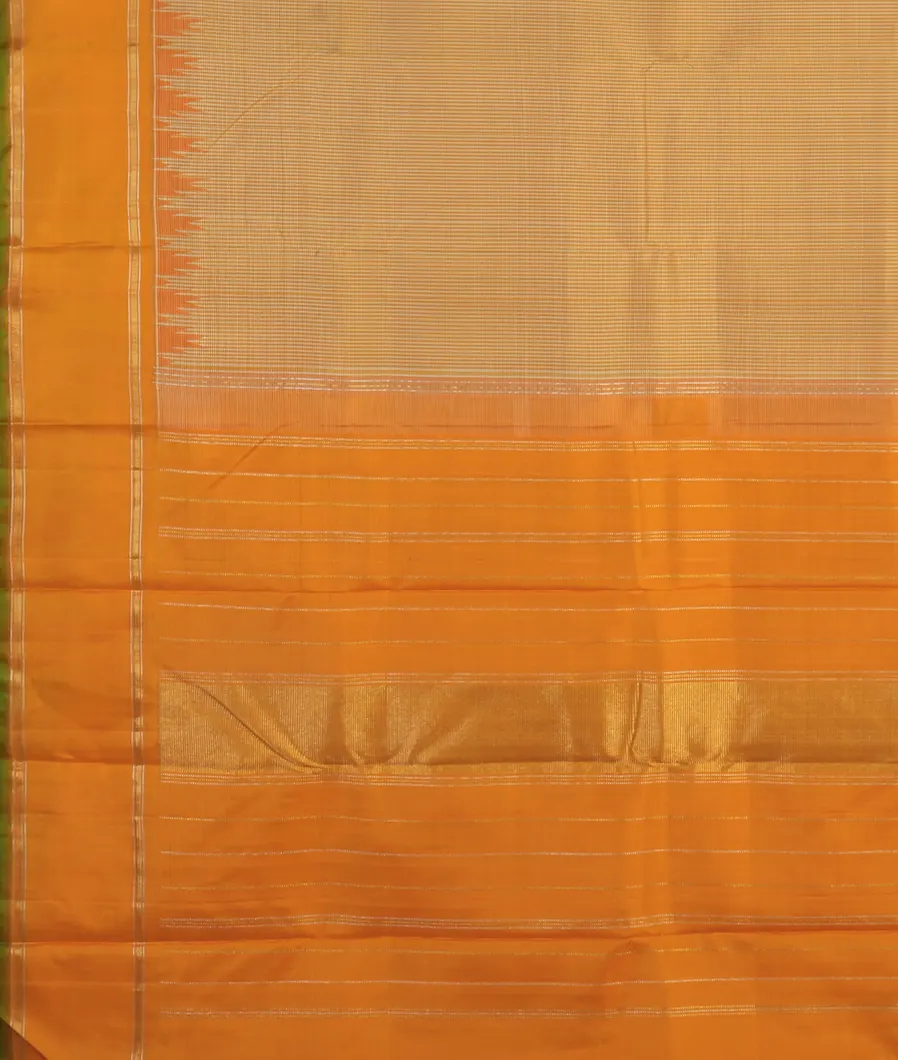 Beige And Yellow Handwoven Kanjivaram Silk Saree T4363124