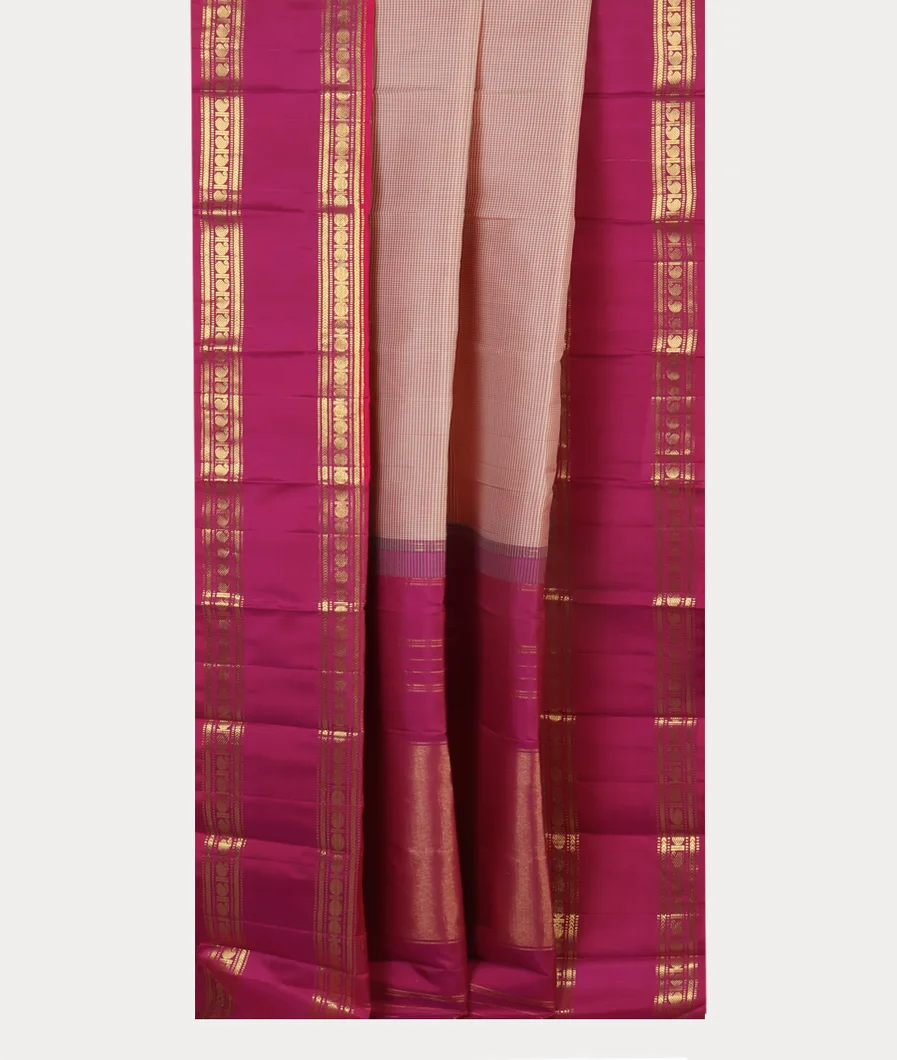 White And Pink Handwoven Kanjivaram Silk Saree&nbsp;T4658862