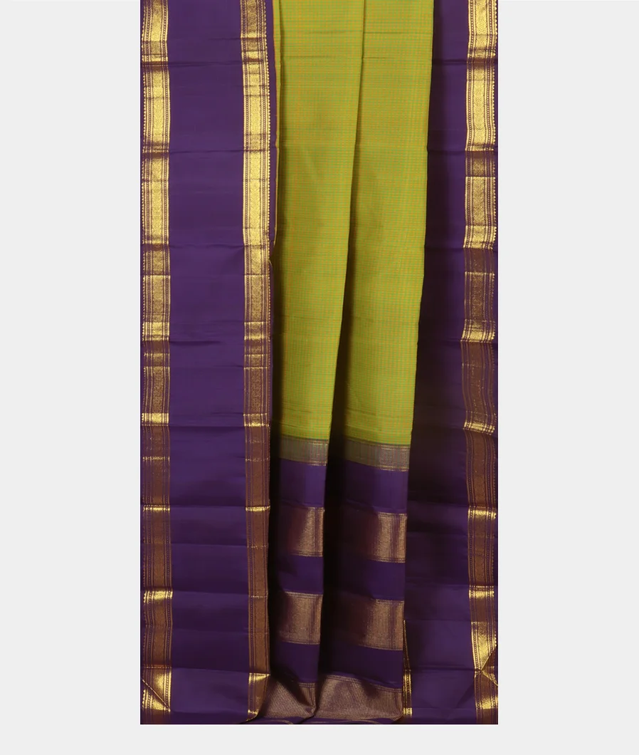 Green And Yellow Handwoven Kanjivaram Silk Saree&nbsp;T4654382