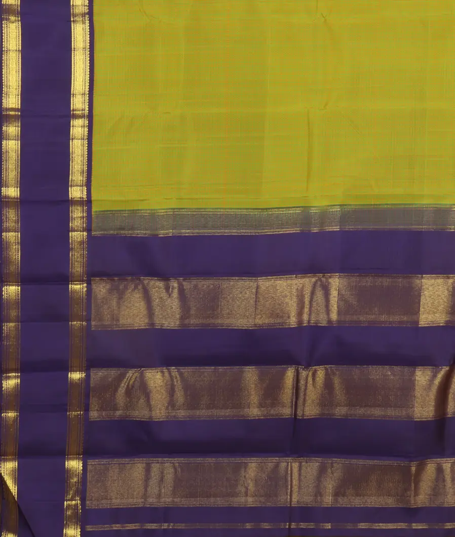 Green And Yellow Handwoven Kanjivaram Silk Saree&nbsp;T4654384