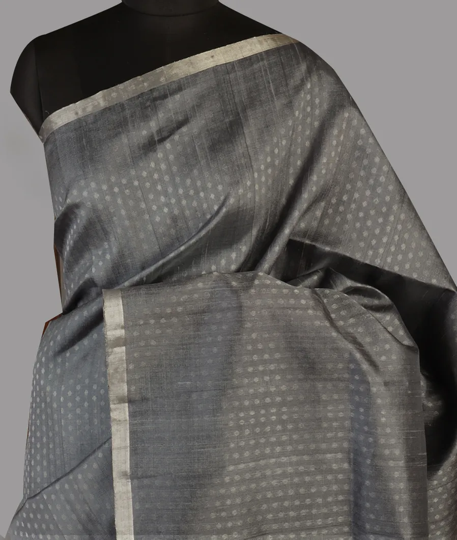 Grey Woven Raw Silk Saree T472377-image