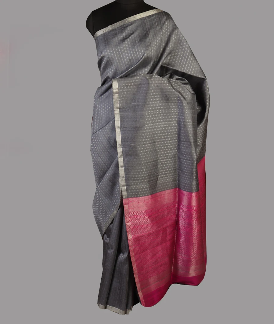 Grey Woven Raw Silk Saree T4723772