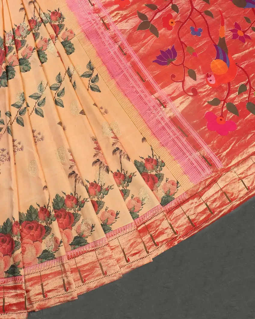 Peach Paithani Silk Saree T4581442
