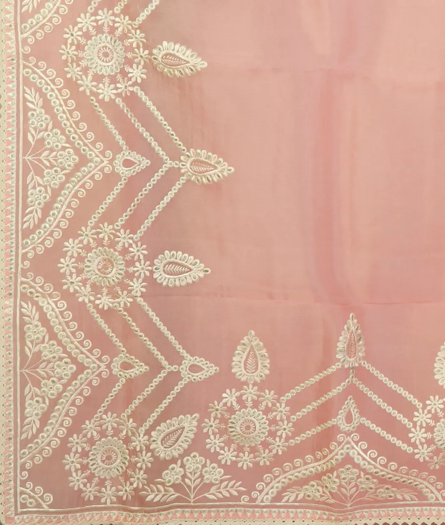Pink Kora Organza Embroidery Saree T4131684