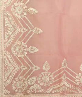 Pink Kora Organza Embroidery Saree T4131684